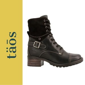 täōs Crave Heeled Combat Boot Ankle Boot in Black Ink (size 6.5 US, 37 EU)